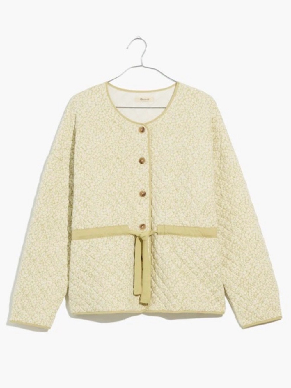 Madewell Light Yellow Quilted Tie-Waist Jacket